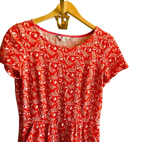 Boden Womens Orange Floral Short Sleeve Jersey Casual Cotton Dress US 4 - Picture 3 of 5